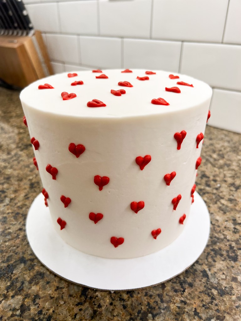 cake with red hearts